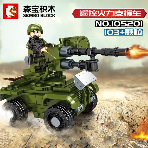 mainan bricks pesawat, mobil, tank, helikopter perang / sembo iron blood heavy equipment