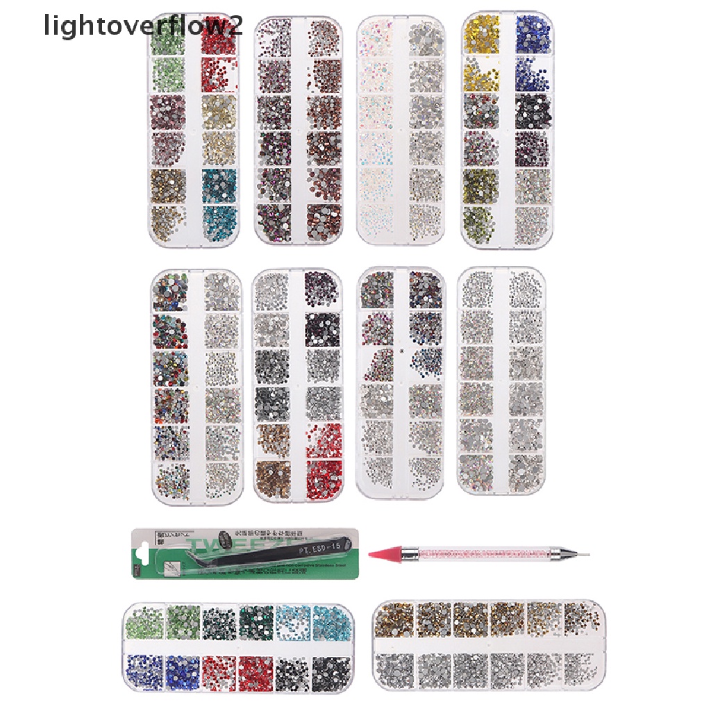 (lightoverflow2) Pinset Kristal / Berlian Imitasi 6 Ukuran Untuk Nail Art DIY (ID)