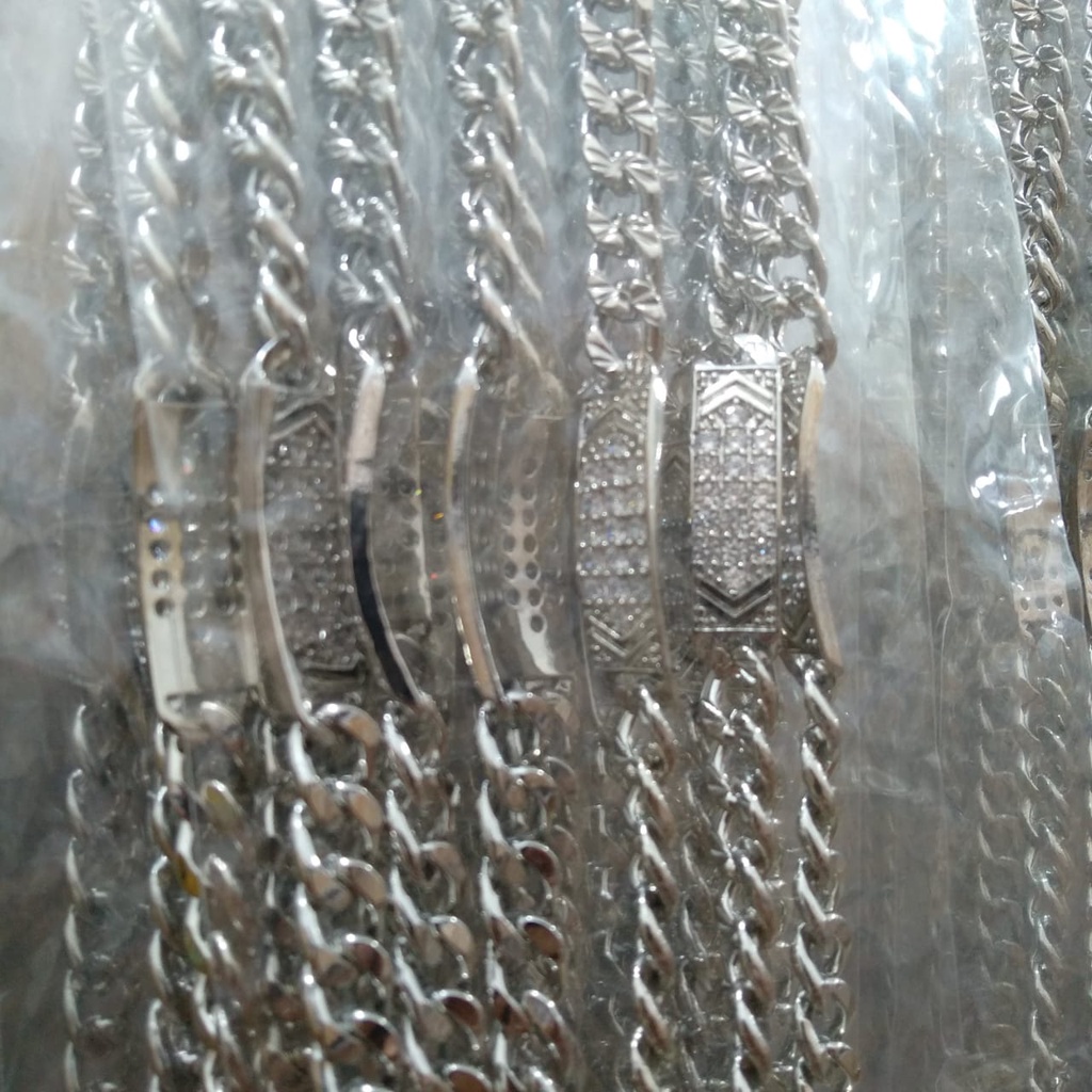AV163 Grosir Gelang Rantai Plat Permata Gelang Tangan Dewasa