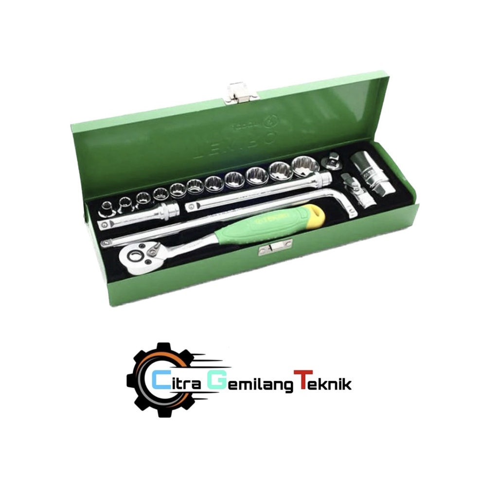 kunci sock set 18 pcs 6-22mm TEKIRO/ Tekiro hand socket set/ kunci sock