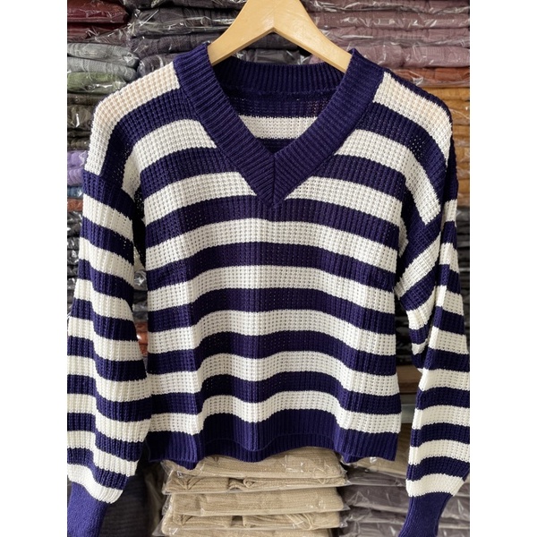 Blouse wanita knit zeny premium/,rajut salur tebal wanita,outerwear