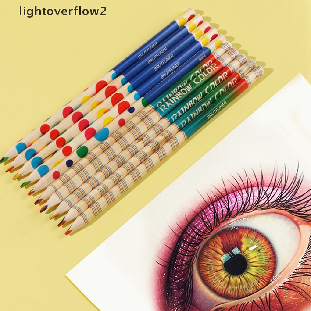 (lightoverflow2) 10pcs / lot Pensil Warna Kayu DIY Untuk Anak-Anak