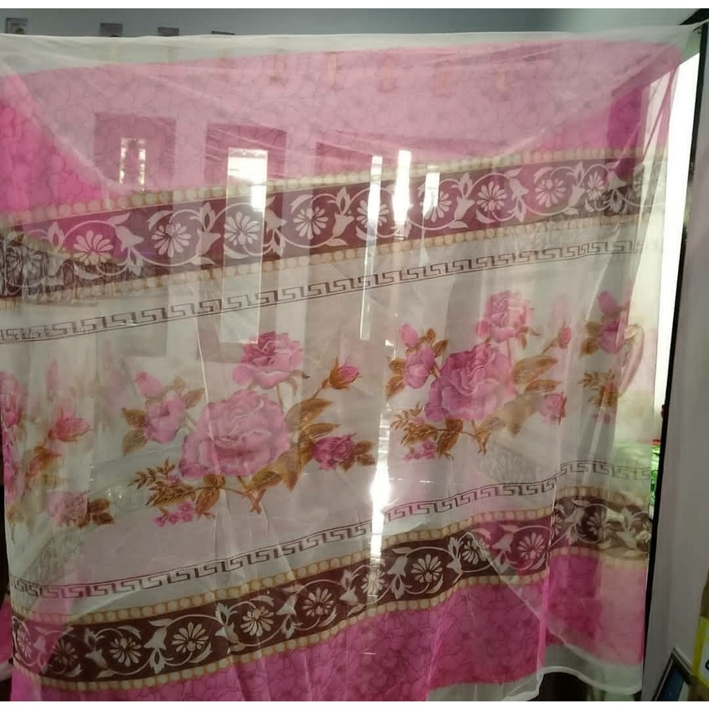 Kelambu Tidur Persegi Kelambu kotak motif bunga ukuran tempat tidur No 1