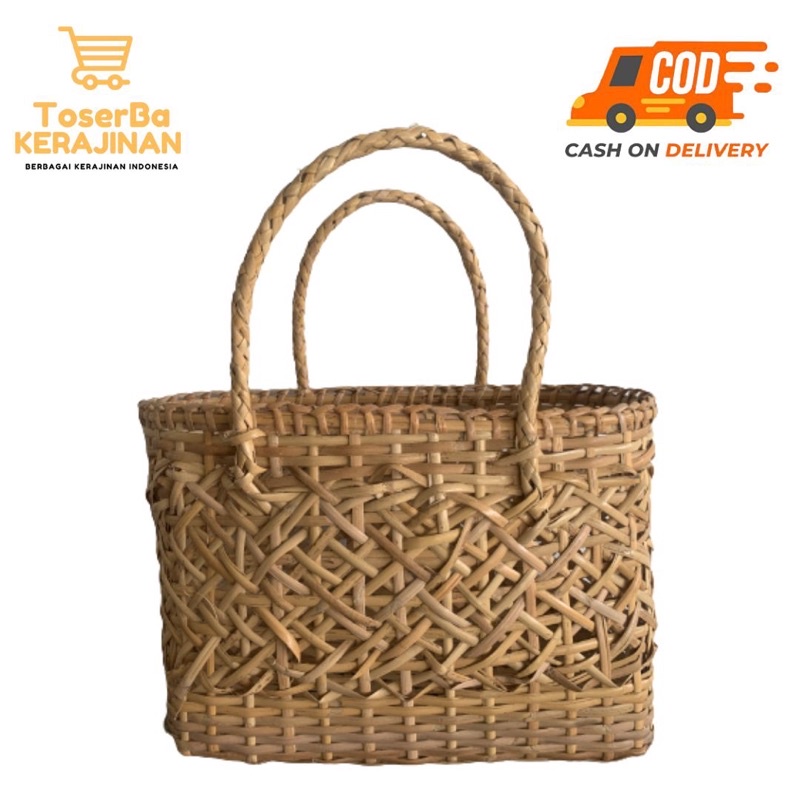 Tas Belanja Rotan / Tas rotan / tas piknik rotan / tas rotan cantik / tas rotan fotografi
