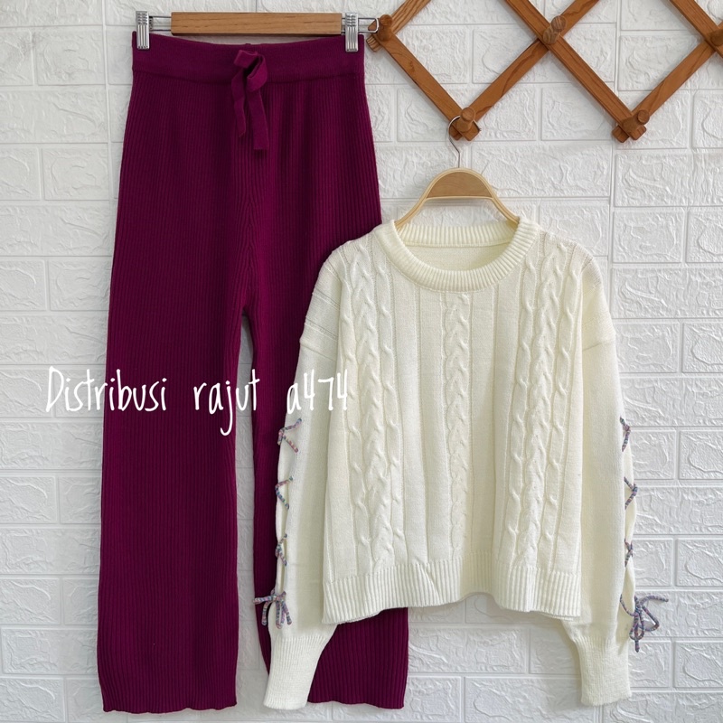 ONESET SWEATER CABLE MONAY VIKTORIA SETELAN KULOT