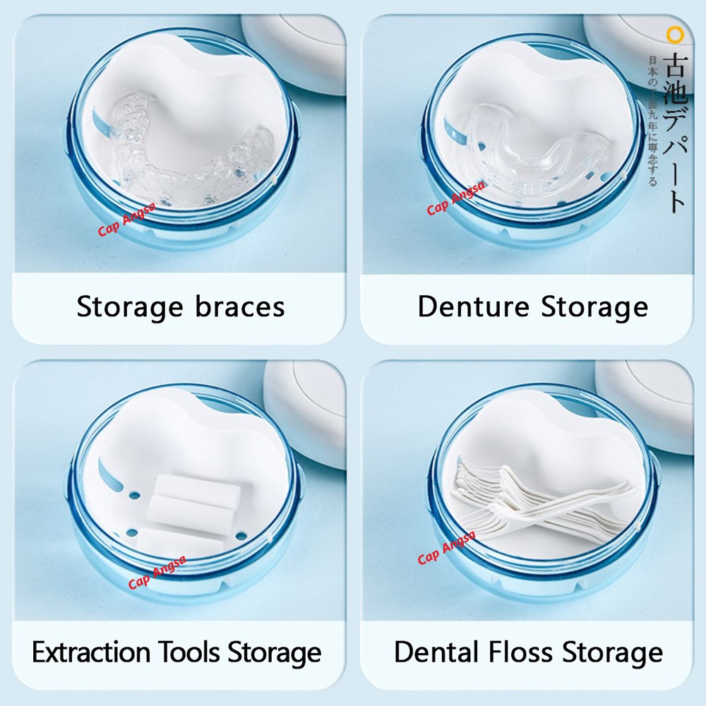 DENTURE BOX DENTURE TRAVEL STORAGE CASE WADAH TEMPAT PENYIMPANAN ORTHO BEHEL BRUXISM VENEER KAWAT GIGI PALSU