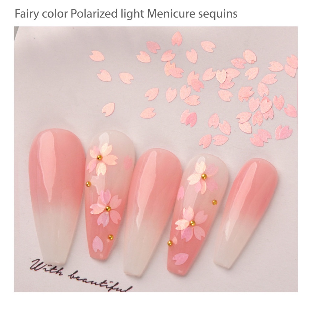 Pretty Hiasan Kuku Serbuk Flower+Mutiara Nail/Nail Art Accessories White Flower &amp; Pink Flower