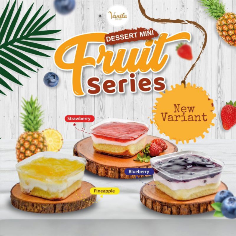 Mini Fruit Series Dessert Box Vanila Cake By VANILA KITCHEN/ Kue Cake Premium Halal/ Pineapple Straw