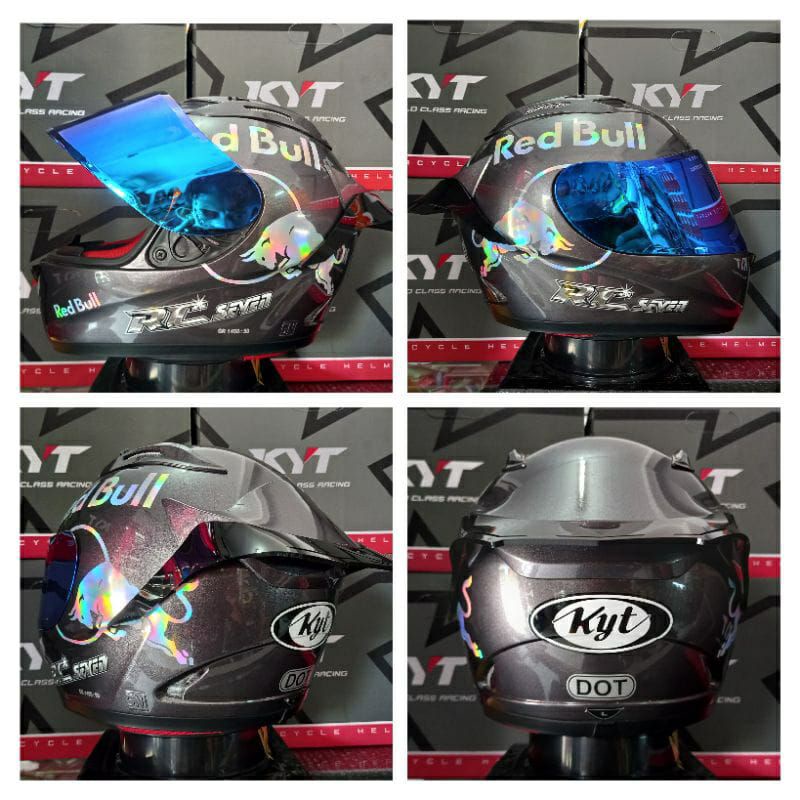 HELM KYT RC7 SOLID GUNMETAL + VISOR IRIDIUM +SPOILER PAKET GANTENG
