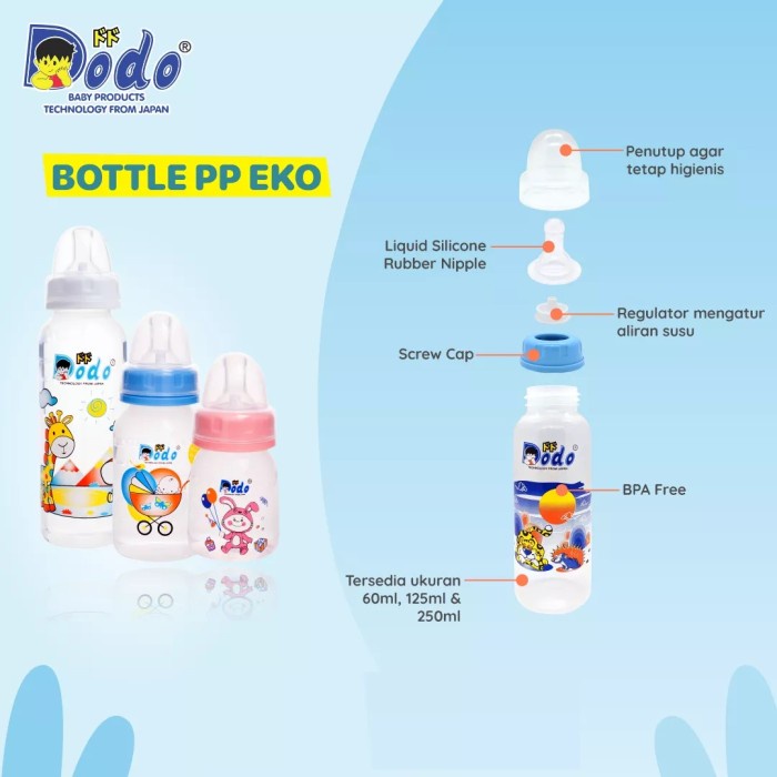 Dodo Bottle PP Eko 60ml - Botol Dot Susu Bayi 2oz