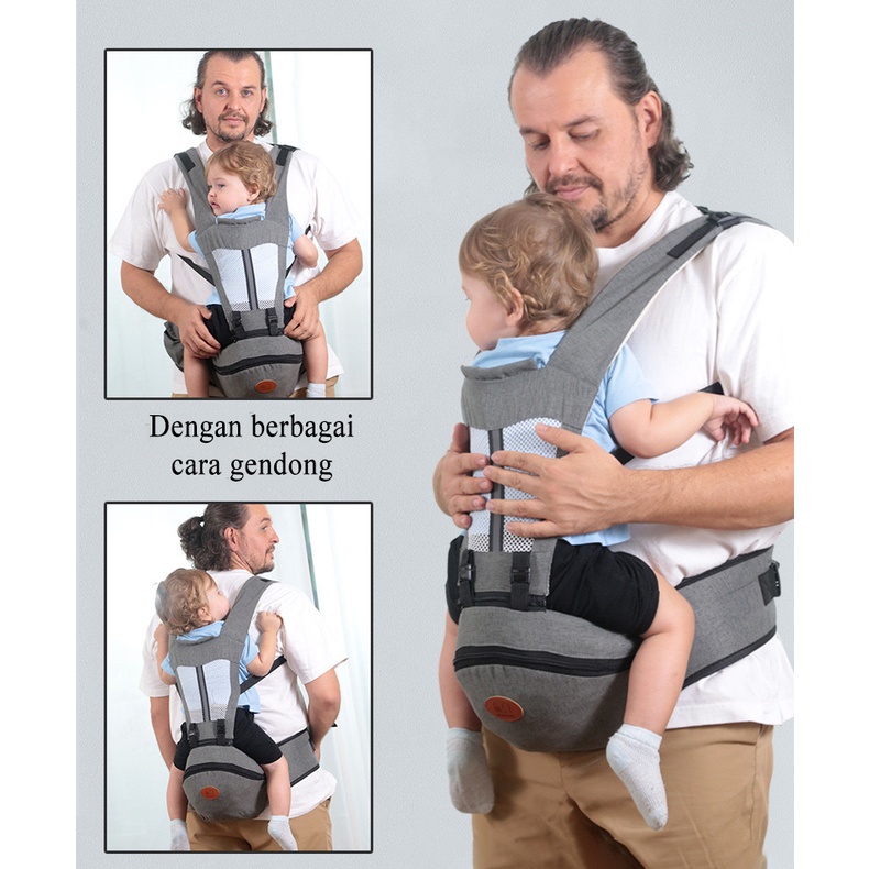 [1KG 3PCS] Babyland Babylab 4 IN 1 / Gendongan Bayi Depan Babylab / Baby Hipseat / Baby Carrier Multifunction Breathable