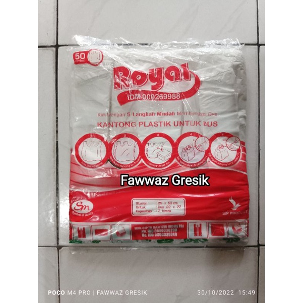 Kresek Dus Royal / Plastik Kresek Bento Putih / Kantong Kresek 2 Dus Nasi Makan Putih 22x22 cm