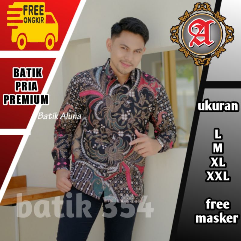 baju batik Aluna premium  batik pria Sragen batik solo batik Aluna katun premium pcw 002