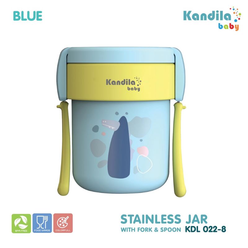 KANDILA BABY STAINLESS JAR WITH FORK&amp;SPOON 650ML