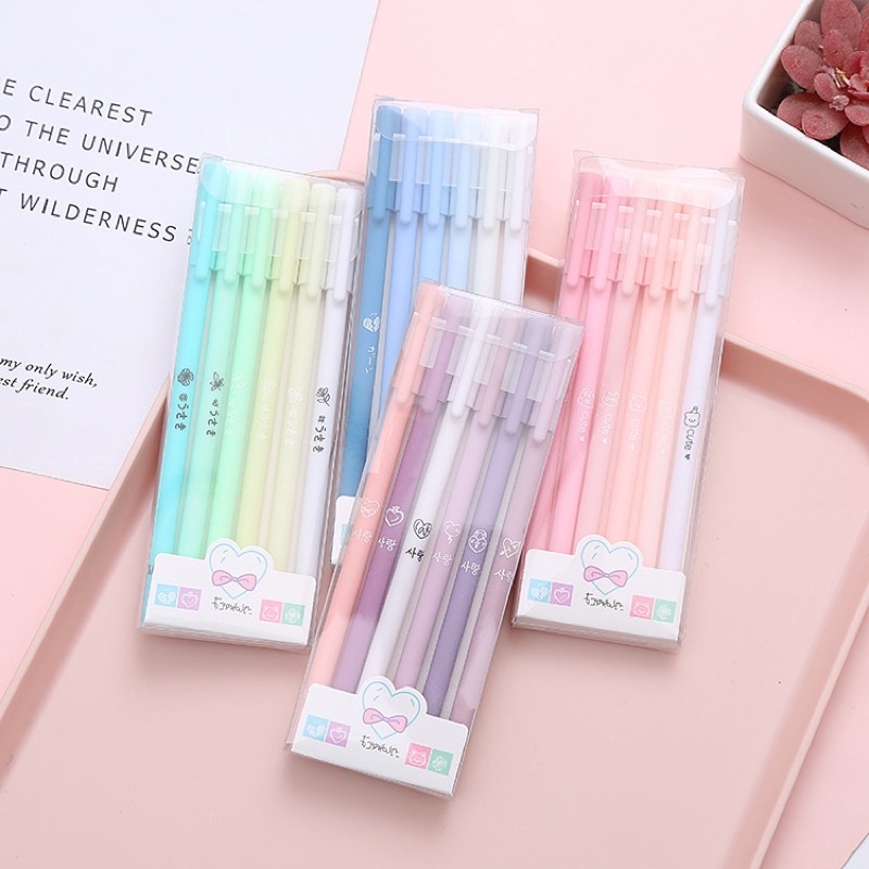 

Usaki Colorful 6pc Gel Pen Set/ Pulpen Hitam Motif / Pulpen Hitam Warna Lucu