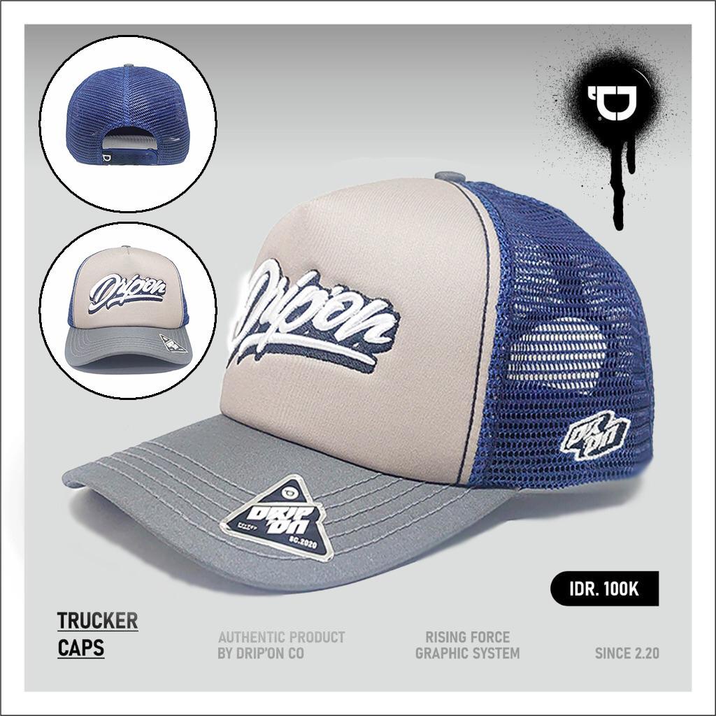 DRIPON Topi Jaring Pria Coksu Abu Trucker Hat