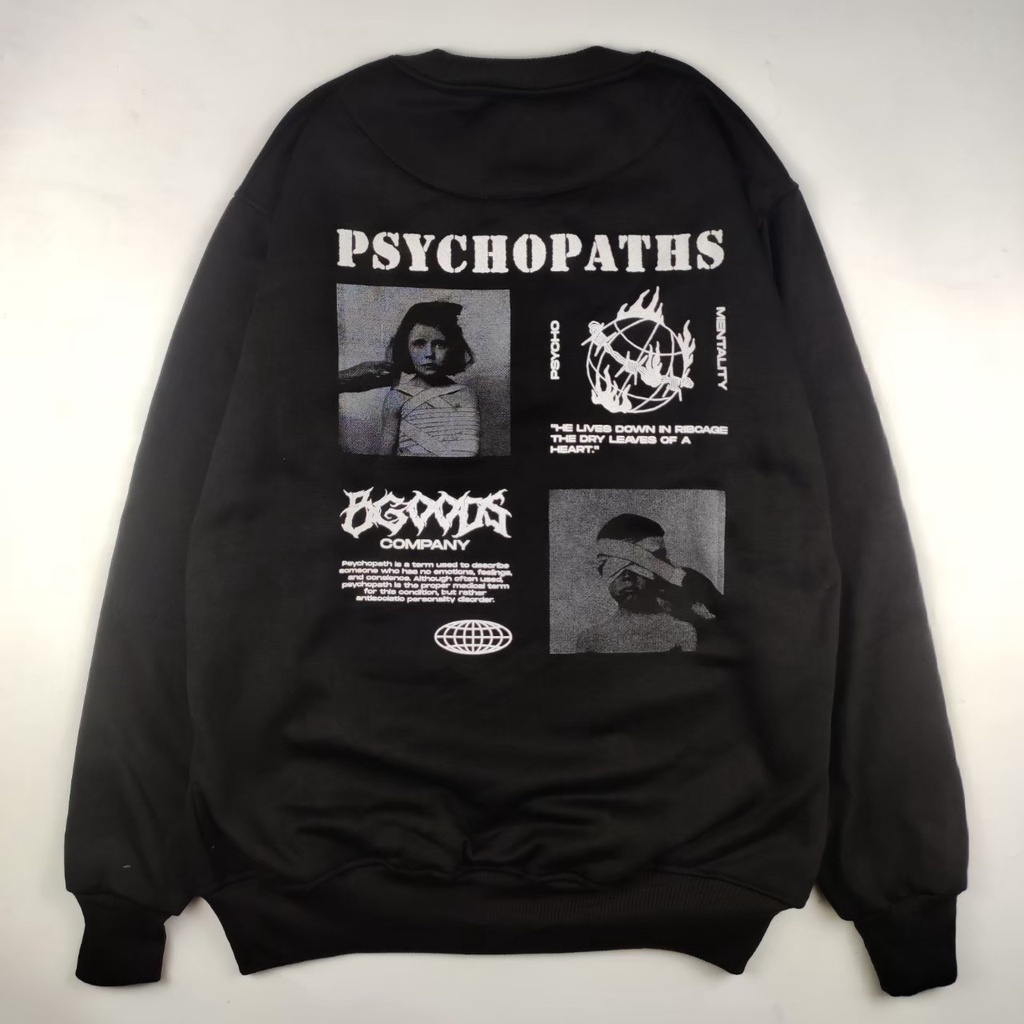 Crewneck Black Motif Simpel Pria dan Wanita Premium Quality