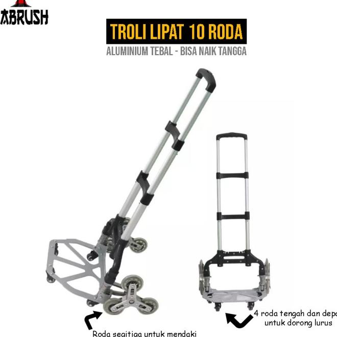 Troli Barang Lipat 10 Roda Aluminium Naik Tangga