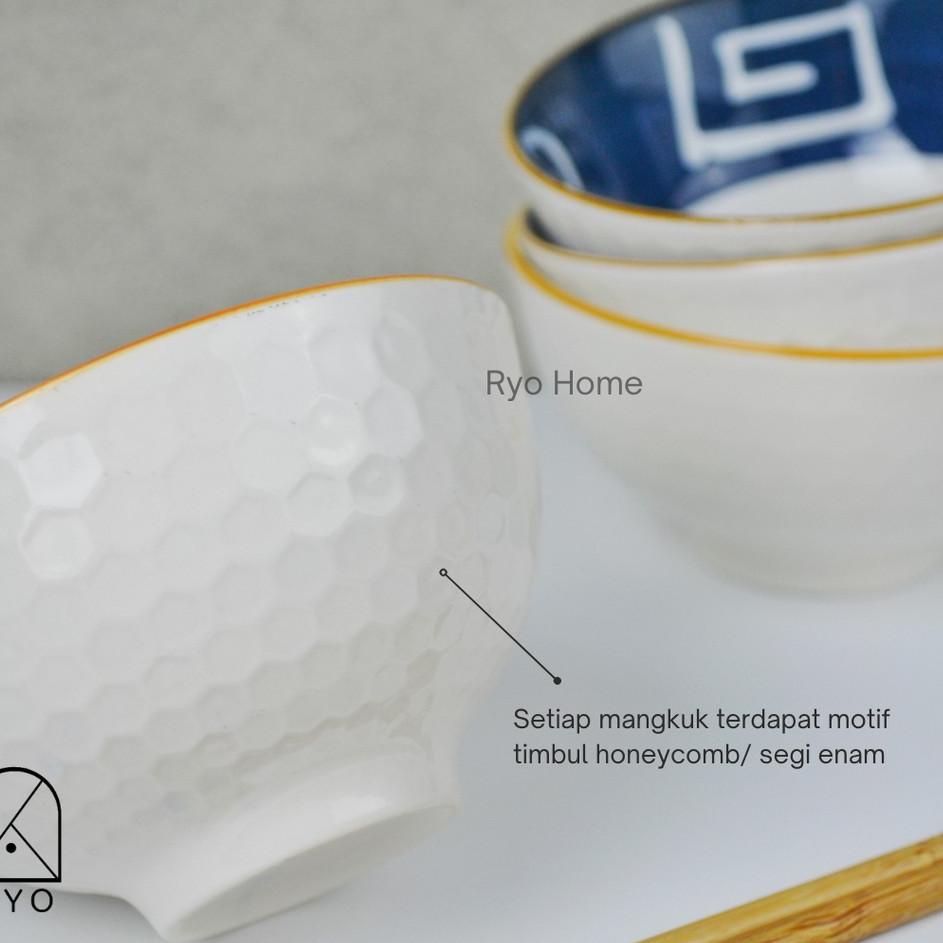 Langsung Order [ RYO ] KEN Mangkok Keramik dengan sumpit kayu Jepang /Souvenir Mangkuk Set Mangkok K