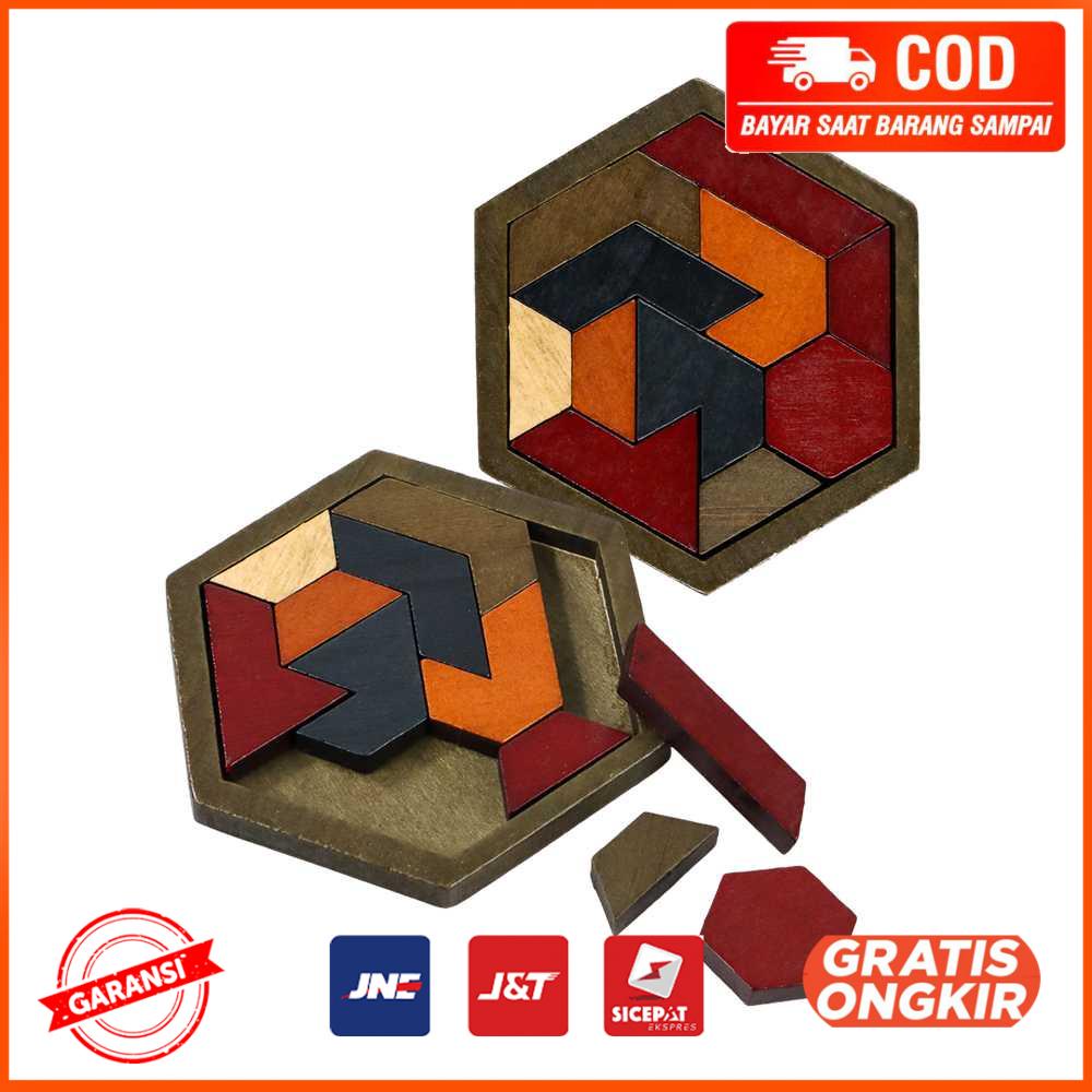 Mainan Anak Hexagonal Wooden Geometric Shape Puzzle JK 780