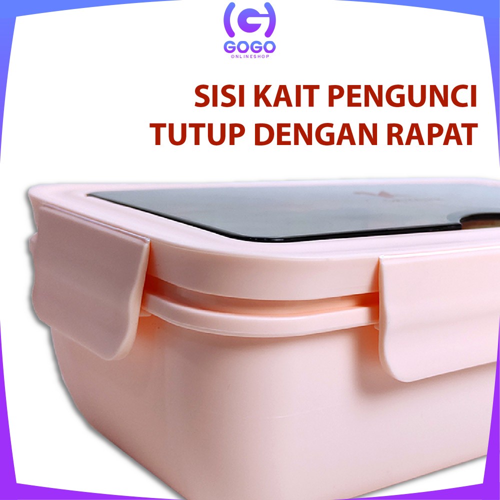 GOGO-C479 Tempat Makan Lunch Box Set Free Sendok Garpu Kotak Makan Transparant Bento Box / Kotak Makan BPA FREE