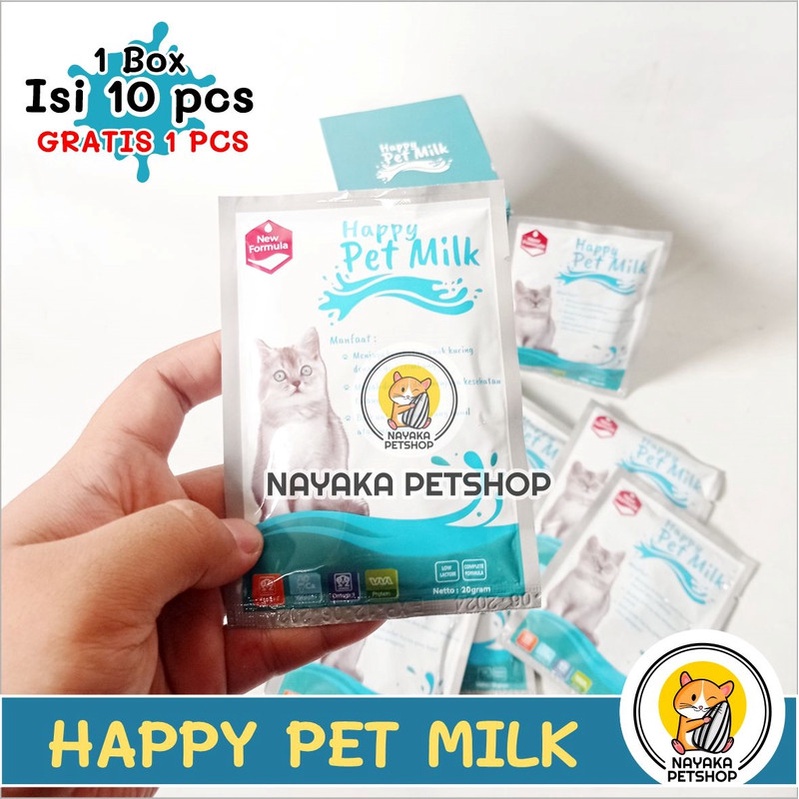 Susu Kucing Happy Pet Milk Cat 1  Box Dus Isi 11 Sachet Anak Kucing Kitten Indukan Hamil Menyusui Adult