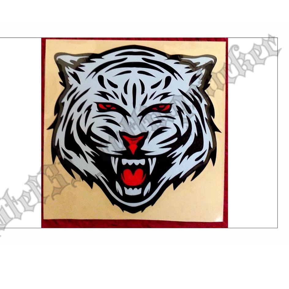 

(zwhi -249) sticker cutting kepala gambar macan keren, stiker kepala harimau putih hitam terlaris bagus murah ㊏ 53