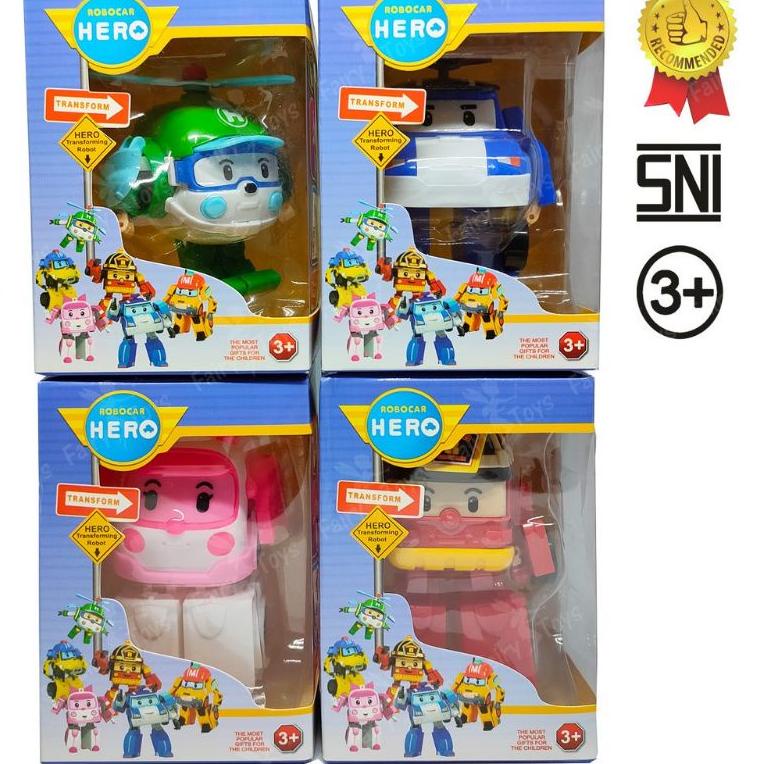 ☍fd Terupdate❋☍ mainan anak figure robocar hero // robot poli roy amber heli bucky mark 35 ❆