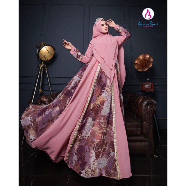 Gamis set hijab AZRINA syari Ory By BARAYA SYARI