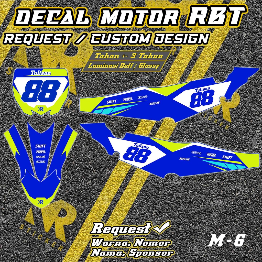 Stiker Decal Motor RBT sticker motor bebek trail Custom Desain | M6 | KR Sticker