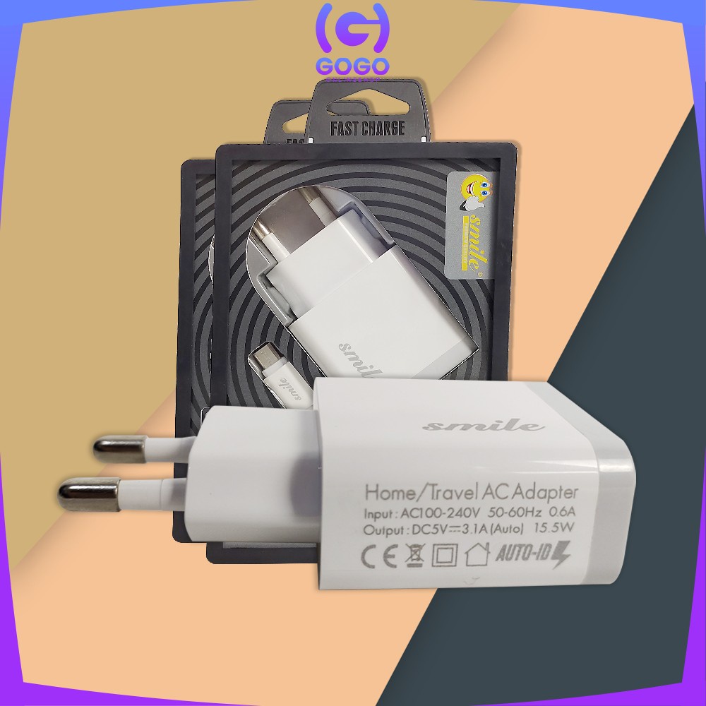 GOGO-C466 Charger Travel Adapter 2 Port USB Fast Charger Colokan USB Fast Charging / Dual USB Pengisi Daya Cepat