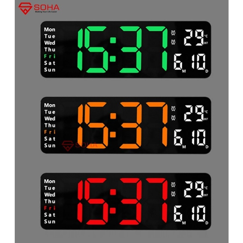 JD-6629 Jam Digital LED Besar Kalender Alarm Clock Weker Timer Countdown Smart Watch Suhu Temperatur