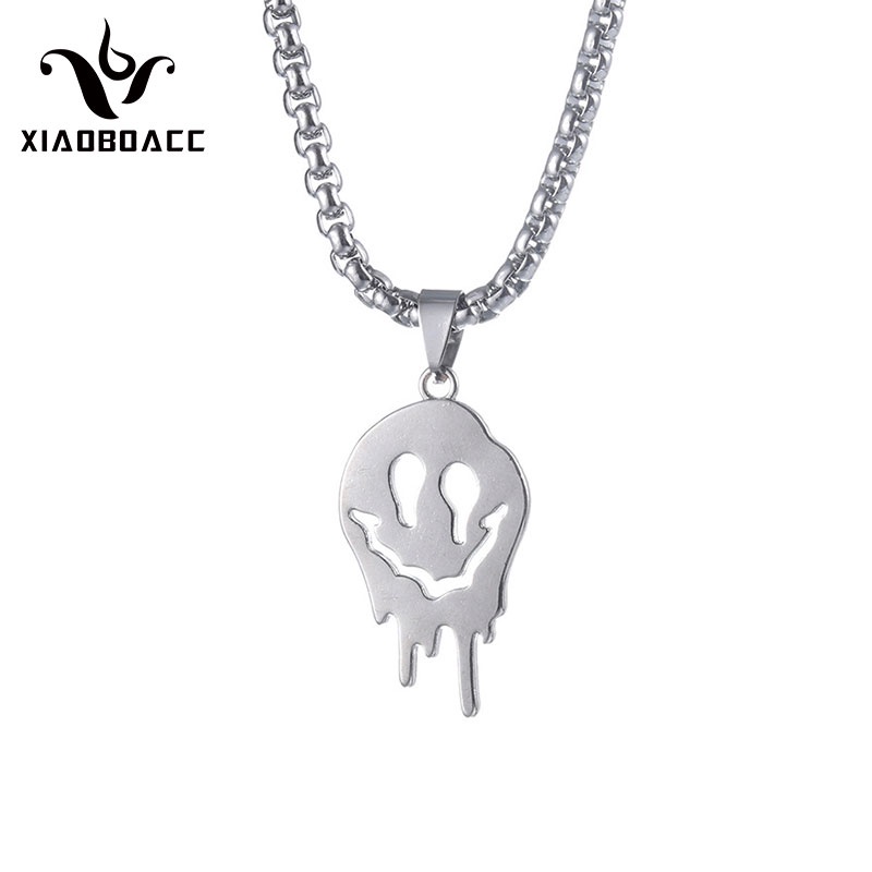 XiaoboACC Kalung Liontin Tengkorak Bahan Stainless Steel Gaya Hip hop - 60CM