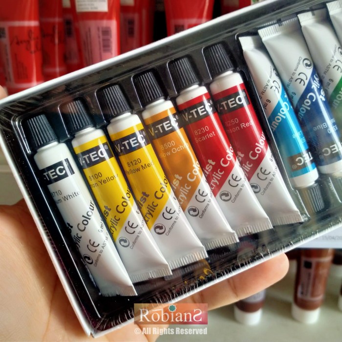 

Unik Cat Lukis / Cat Akrilik Set - V-Tec Acrylic Colour 6 Ml X 12 Warna Hot Sale