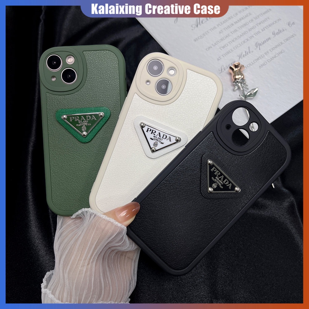 Case Bahan Kulit Desain Prada Untuk iPhone 14 ProMax 14 Plus 13 12 11 Pro Max Xs Max Xr X Xs