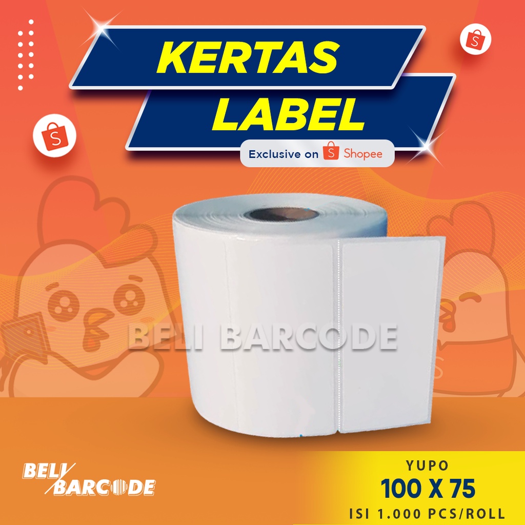 YUPO 100x75 MM 1 LINE BARCODE LABEL STIKER ISI 1000 LEMBAR CETAK THERMAL TRANSFER