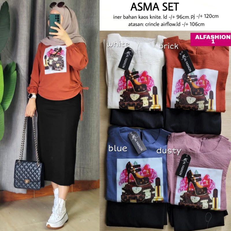 TERLARIS ASMA SET ORIGINAL ALFASHION SETELAN + ROK BAHAN KAOS KNIT PREMIUM