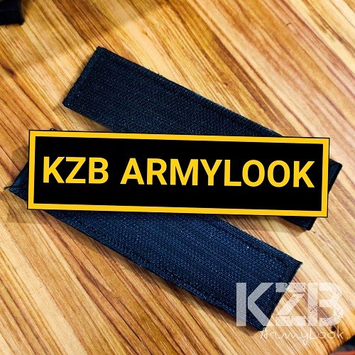 Patch Emblem Karet Nama-Patch Rubber Velcro Name 11X3 Hitam Kuning