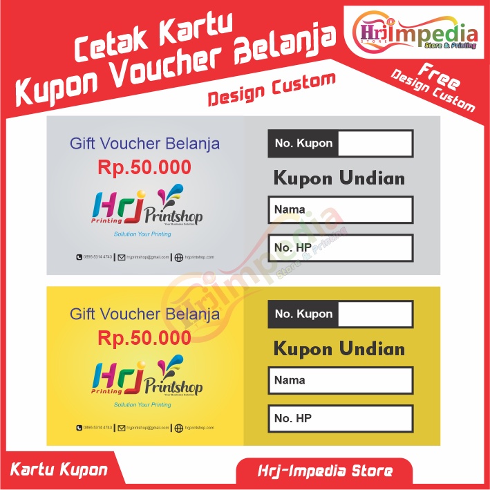 Jual Cetak Kupon Handiah Design Custom Full Warna | Cetak Kupon Voucher ...