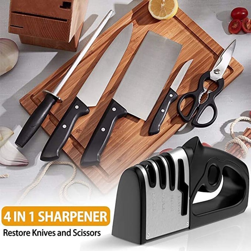 TUTU Alat Pengasah Pisau Gunting Asahan Knife Sharpener 4in1 Pisau Asah, Gunting, Pisau Daging, Pisau Buah