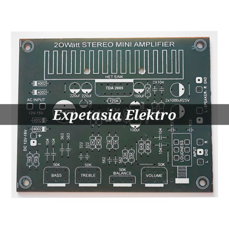 PCB Stereo Mini Amplifier 20Watt.TDA 2005