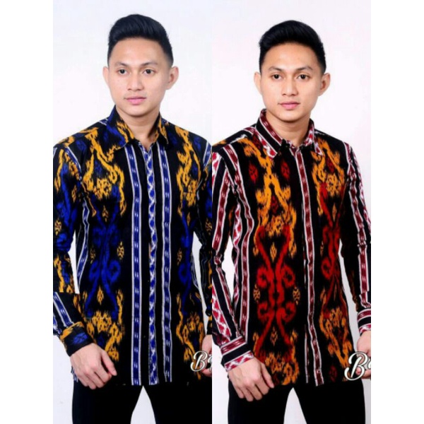 Kemeja Batik Pria Motif Dayak Songket Lengan Panjang