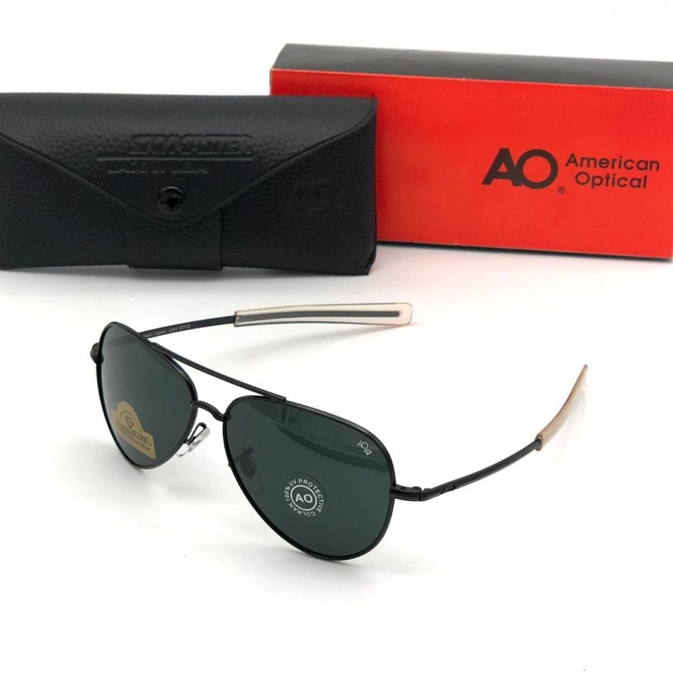 KACA MATA HITAM PRIA GAYA 4MERICAN 0PTICAL 022 LENSA KACA 100% ASLI FREME GAGANG FULL TITANIUM AKSES