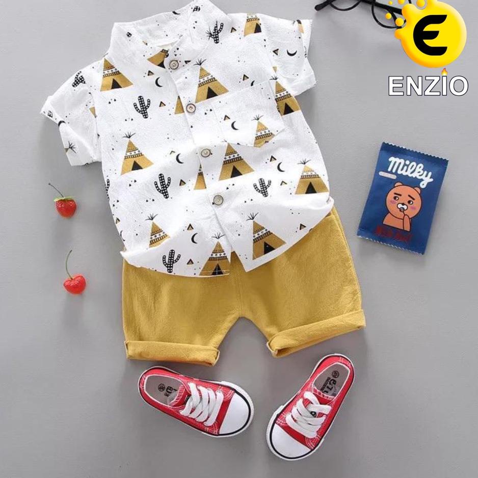 Menarik Setelan Kemeja Anak Cowok  (1-4 Tahun) Enzio