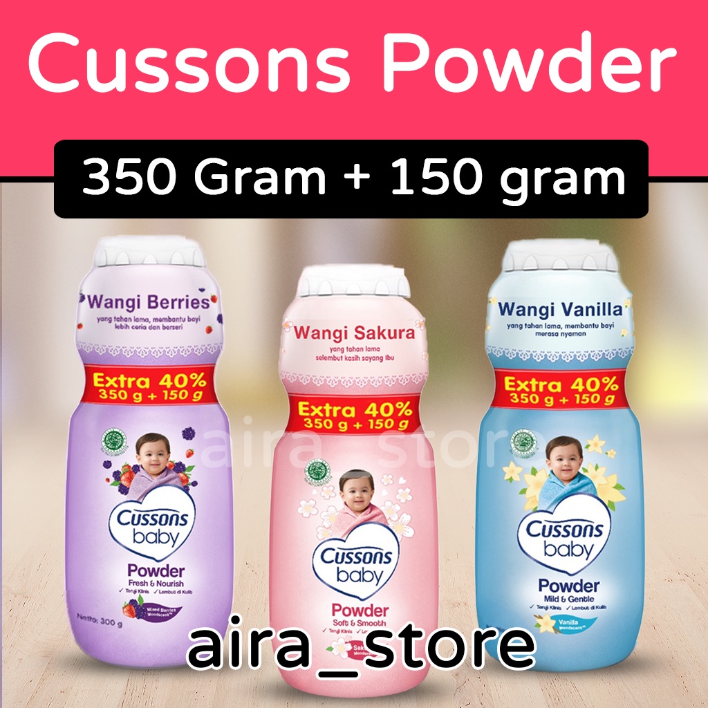 Cussons Baby Powder - Bedak Bayi 350 Gram + 150 Gram Extra 40%