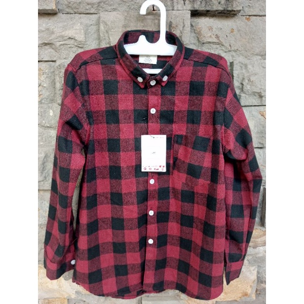 kemeja flanel anak laki-laki dan perempuan unisex flanel kotak