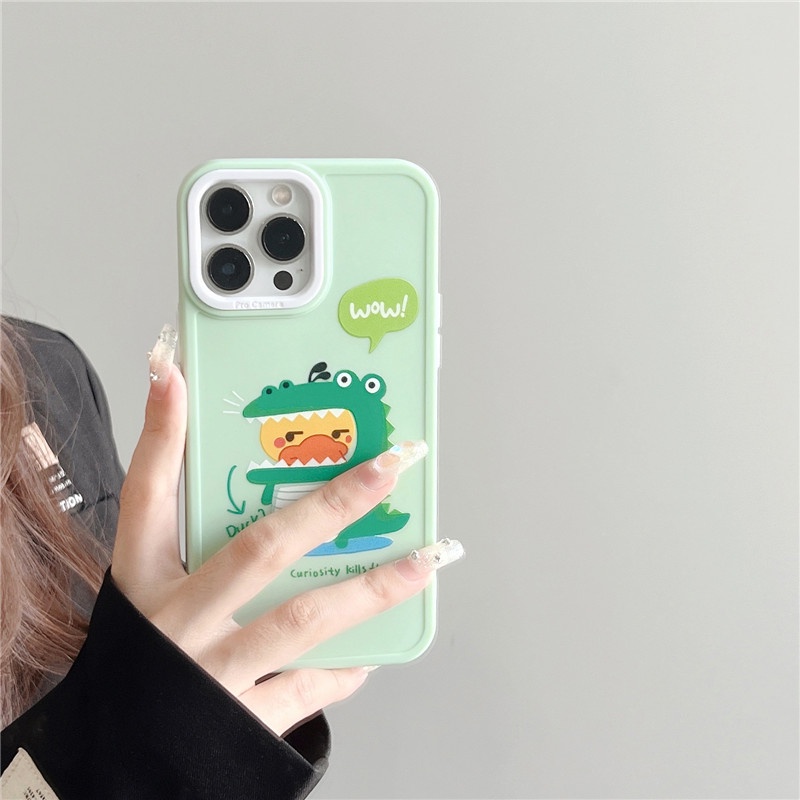 Soft Case Bahan Silikon TPU Desain Kartun Monster Dinosaurus Untuk IPhone 14 13 12 11 Pro Max