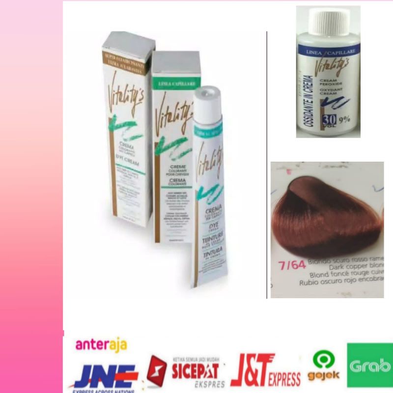 Vitality Cat rambut Hair Color Vitality's pewarna rambut 7.64 Drak Copper blond