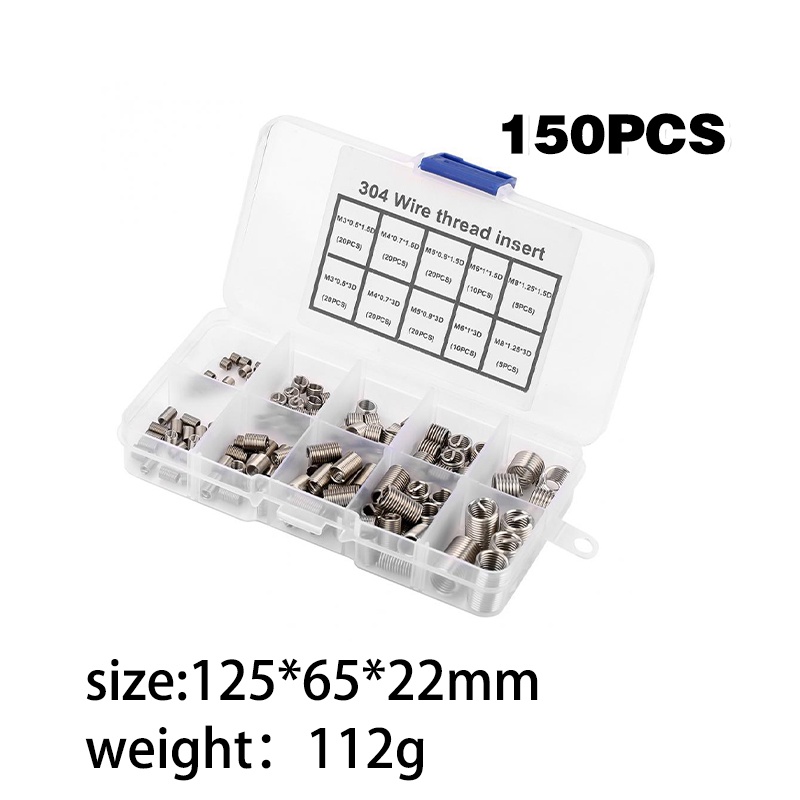 【150 PCS】Recoil Baut M3-M4-M5-M6-M8/Insert Screws Repair Kit/Screw Wire Sleeve Thread Repair/Helical Screw Thread Insert Kit