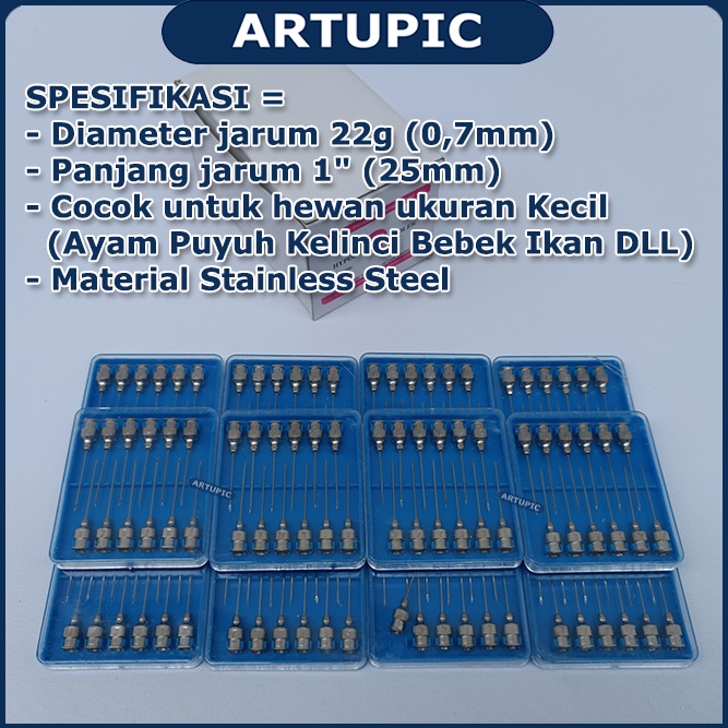 Jarum Suntik Vaksin Unggas Ayam 22G x 1 Inch Socorex 0.7 x 25 mm Ayam Puyuh Kelinci Bebek Ikan Unggas Veterinary Hypodermic Needles